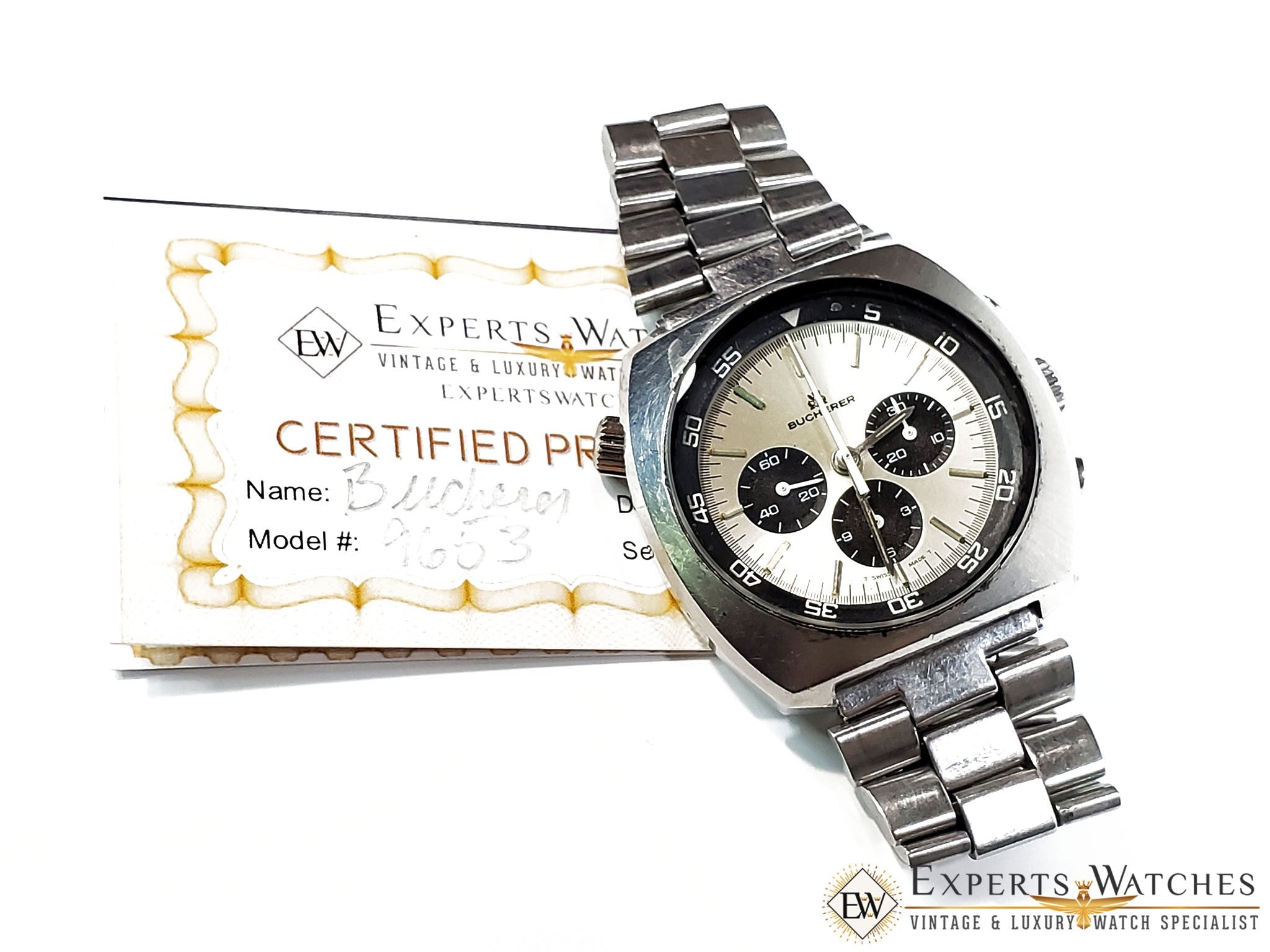 Serviced Vintage 1970s Bucherer Chronograph Panda 9653 Diving