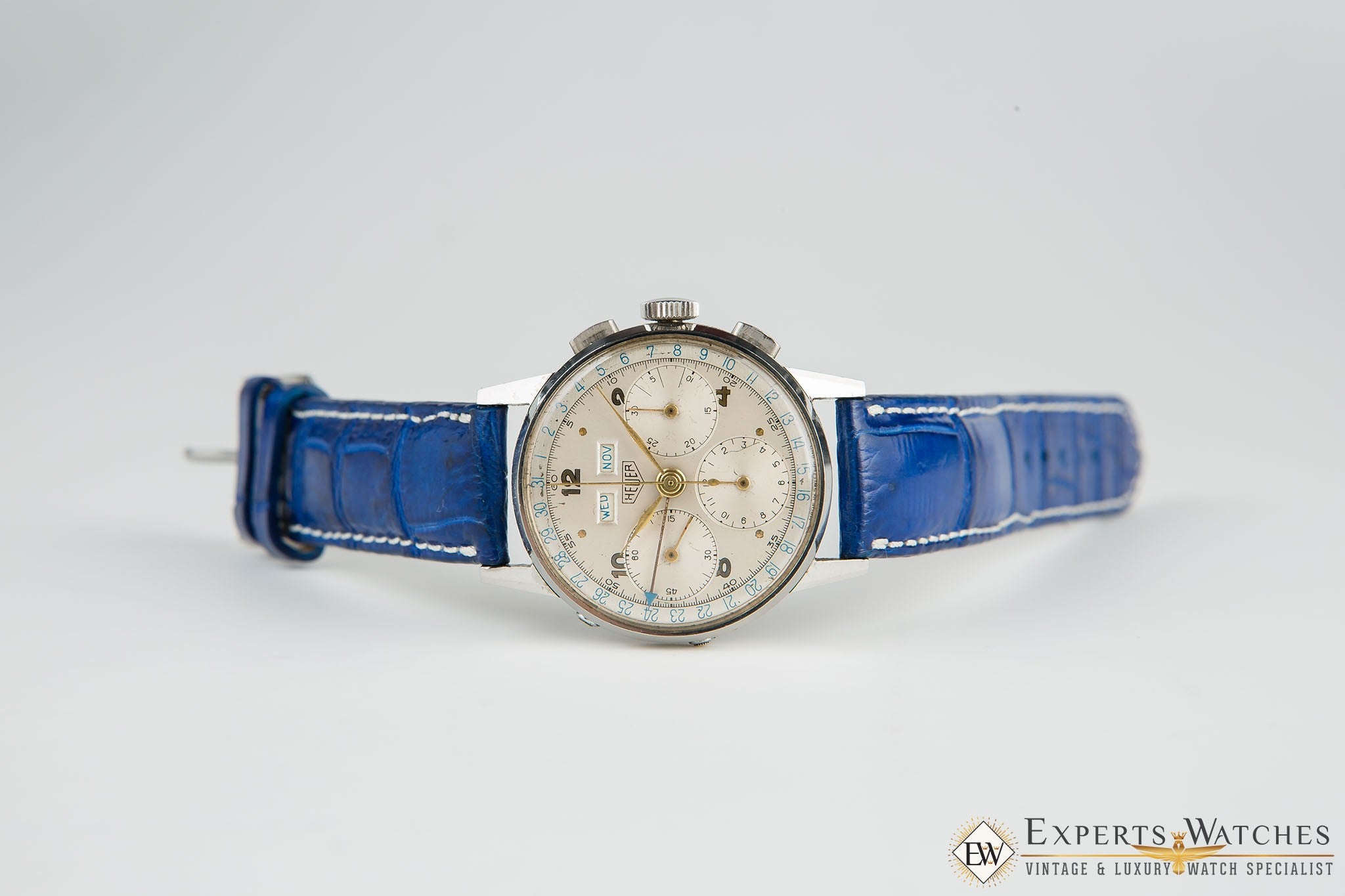 1940's Vintage Heuer 2543 Chronograph Valjoux 72C Triple Date Day