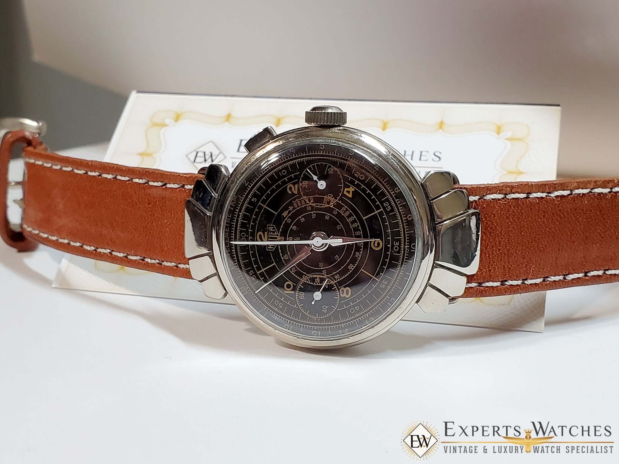 1930's Vintage Rare HEUER Ref 2403 Monopusher Chronograph Watch