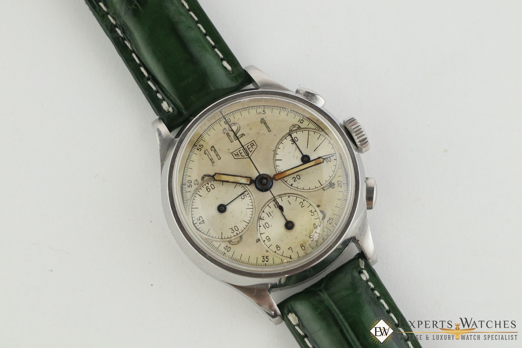 Serviced 1940's Vintage Heuer 345 Big Eye Chronograph Valjoux 71 Pre-Carrera