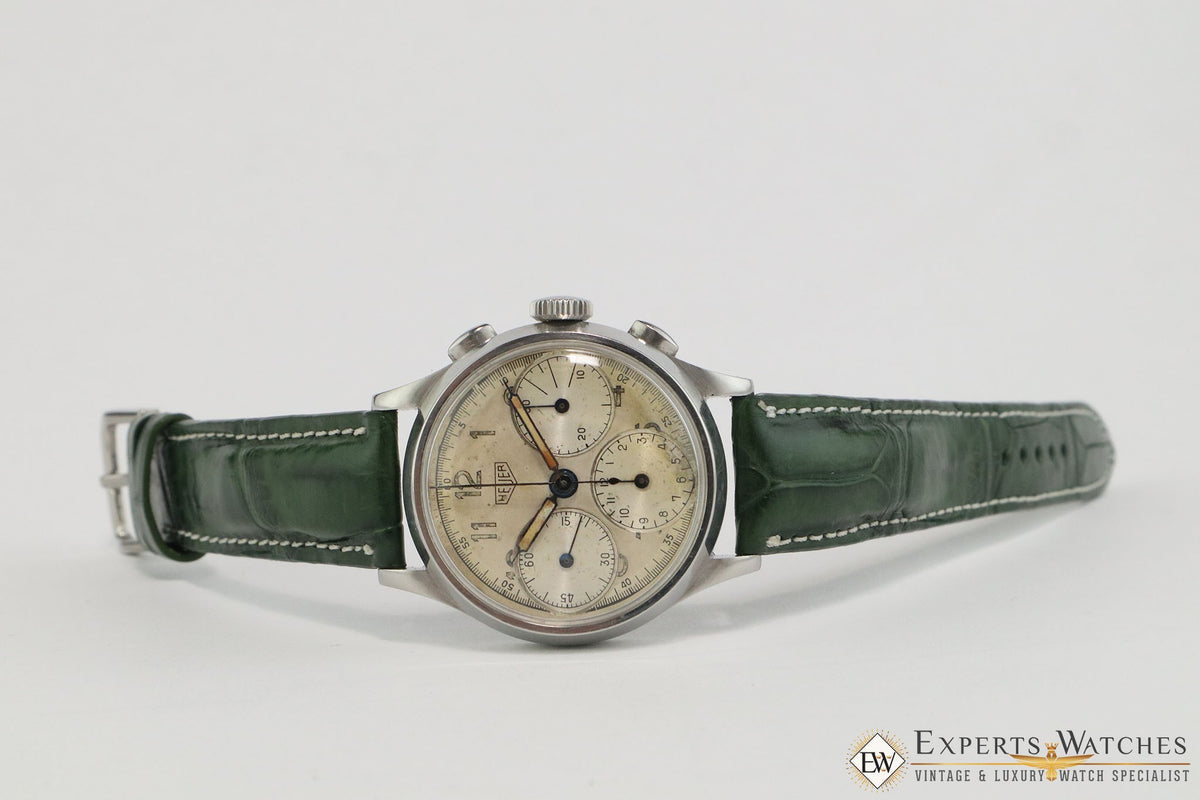 Serviced 1940 s Vintage Heuer 345 Big Eye Chronograph Valjoux 71 Pre C Experts Watches