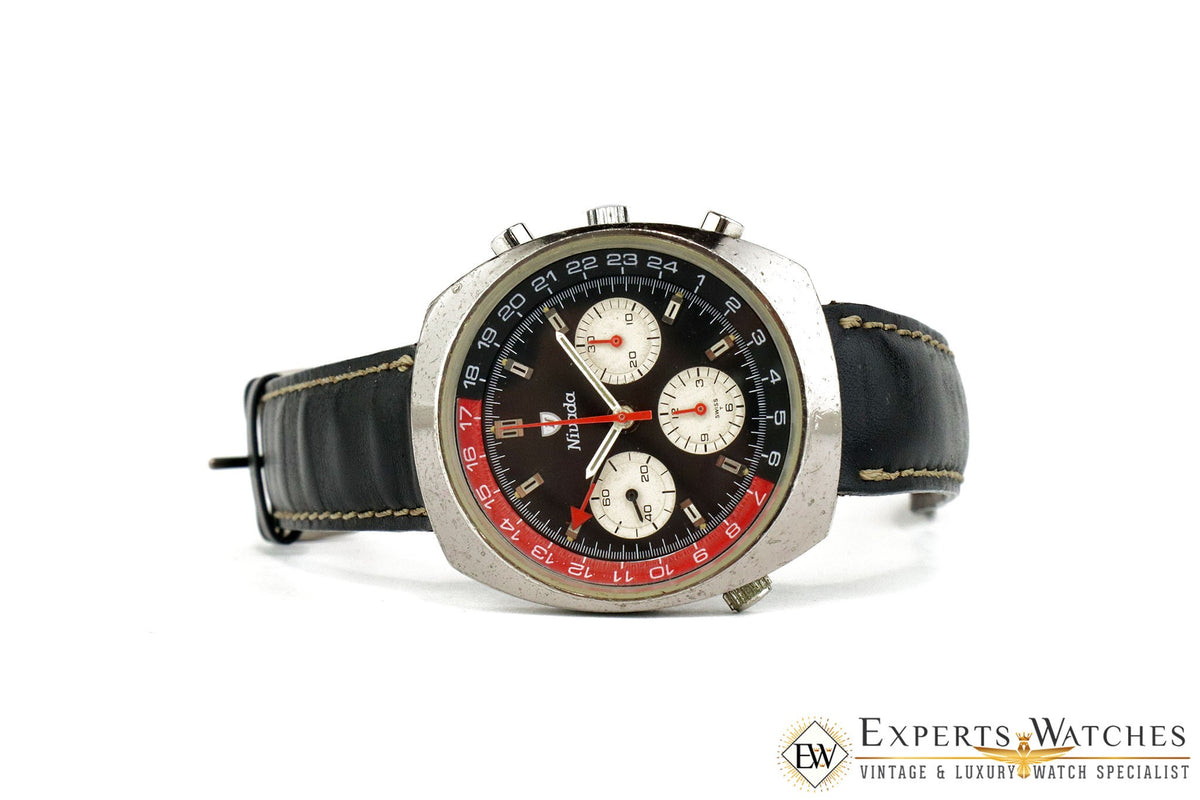Vintage 1960 s Nivada Panda Tropical Chronograph GMT 5750 Valjoux 724 Experts Watches
