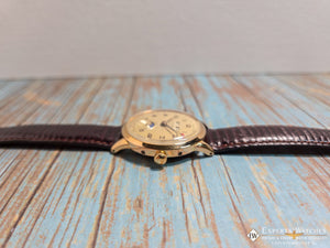 1940's Vintage Cortebert Sport Triple Date Italian Day Moonphase 18k Gold Watch - Cortebert Wristwatches