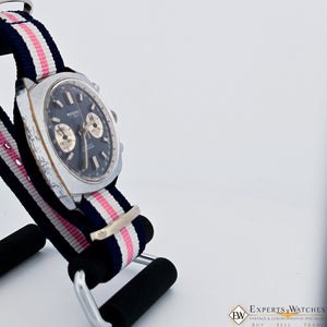 1960's Vintage Regency Chronograph Landeron 248 Sunburst Blue Panda Racing Watch - Regency Wristwatches