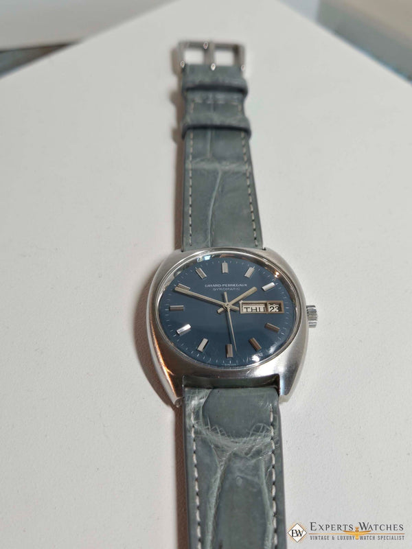 1970's Vintage Girard Perregaux Gyromatic GP Teal Dial Day Date Automatic Watch - Experts Watches - Girard - Perregaux