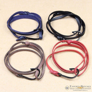 Adjustable Leather Fish Hook Bracelet – Nautical Wrap Style + Free Rope Wrap bag - Experts Watches - Namaste Jewelry By Experts Retail