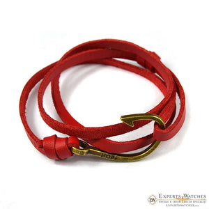 Adjustable Leather Fish Hook Bracelet – Nautical Wrap Style + Free Rope Wrap bag - Experts Watches - Namaste Jewelry By Experts Retail