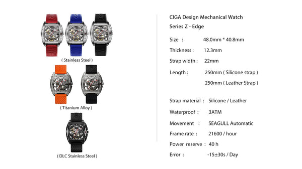 CIGA Design Watch Series Z Edge Titanium Founder Edition Extra Milanese Straps - Experts Watches - CIGA Design