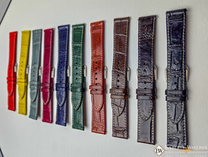 Handmade Genuine Crocodile Leather Watch Strap | Quick‑Release | White Stitch - Experts Watches - Experts Watches