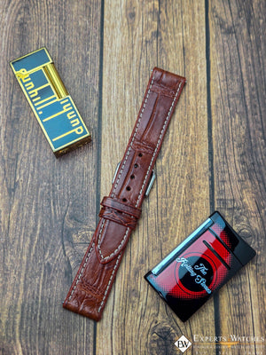 Handmade Genuine Crocodile Leather Watch Strap | Quick‑Release | White Stitch - Experts Watches - Experts Watches