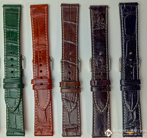 Handmade Genuine Crocodile Leather Watch Strap | Quick‑Release | White Stitch - Experts Watches - Experts Watches