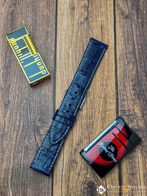 Handmade Genuine Crocodile Leather Watch Strap | Quick‑Release | White Stitch - Experts Watches - Experts Watches
