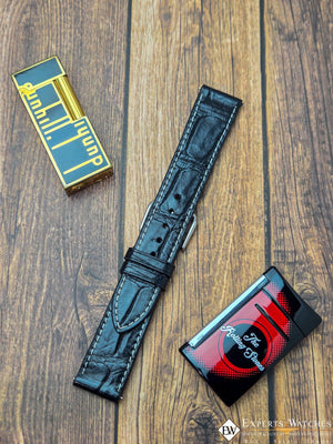 Handmade Genuine Crocodile Leather Watch Strap | Quick‑Release | White Stitch - Experts Watches - Experts Watches