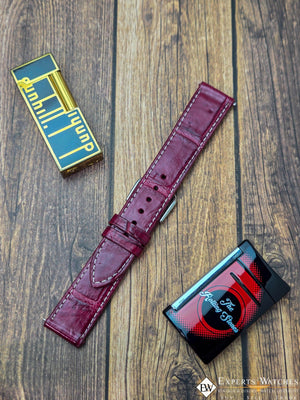 Handmade Genuine Crocodile Leather Watch Strap | Quick‑Release | White Stitch - Experts Watches - Experts Watches