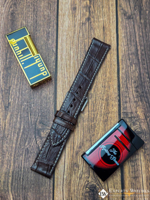 Handmade Genuine Crocodile Leather Watch Strap | Quick‑Release | White Stitch - Experts Watches - Experts Watches