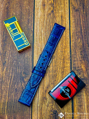 Handmade Genuine Crocodile Leather Watch Strap | Quick‑Release | White Stitch - Experts Watches - Experts Watches