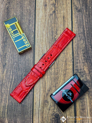 Handmade Genuine Crocodile Leather Watch Strap | Quick‑Release | White Stitch - Experts Watches - Experts Watches