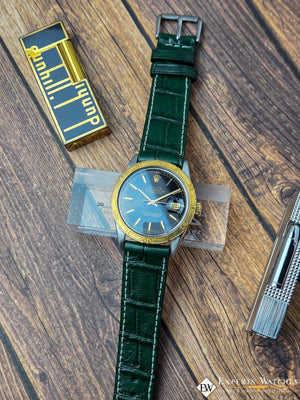 Handmade Genuine Crocodile Leather Watch Strap | Quick‑Release | White Stitch - Experts Watches - Experts Watches