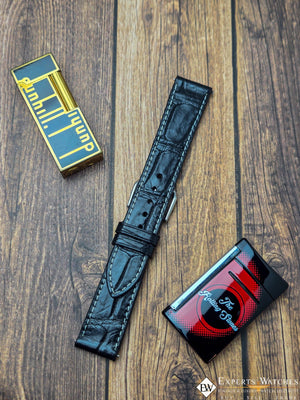 Handmade Genuine Crocodile Leather Watch Strap | Quick‑Release | White Stitch - Experts Watches - Experts Watches
