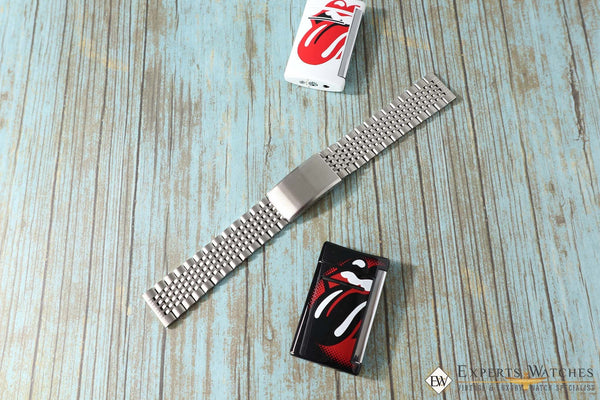 Omega Style Beads of Rice Watch Bracelet – Flat or Curved - Brushed or Polished - Experts Watches - Experts Watches