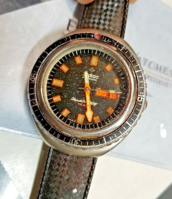 Serviced Vintage 1969's Zodiac Super Sea Wolf Diver Watch Day Date 862 - 836 HBEAT - Experts Watches - Zodiac