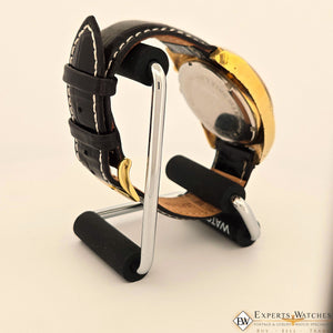 Vintage GRUEN Valjoux 7734 Gold Plate Chronograph Watch Raspberry Panda Dial CPO - Experts Watches - Gruen