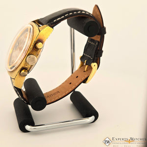 Vintage GRUEN Valjoux 7734 Gold Plate Chronograph Watch Raspberry Panda Dial CPO - Experts Watches - Gruen