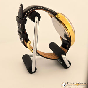 Vintage GRUEN Valjoux 7734 Gold Plate Chronograph Watch Raspberry Panda Dial CPO - Experts Watches - Gruen