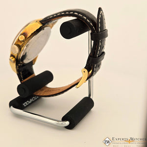 Vintage GRUEN Valjoux 7734 Gold Plate Chronograph Watch Raspberry Panda Dial CPO - Experts Watches - Gruen