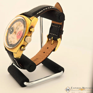Vintage GRUEN Valjoux 7734 Gold Plate Chronograph Watch Raspberry Panda Dial CPO - Experts Watches - Gruen