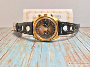 Vintage Tissot Navigator Chronograph Watch Gold plated Gold Brown Sunburst Dial - Experts Watches - Tissot