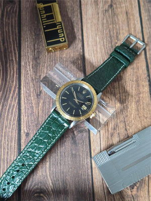 Genuine Crocodile Leather Watch Strap| Round Scales White Stitch | Quick‑Release - Experts Watches Watch Strap