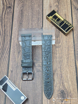Genuine Crocodile Leather Watch Strap| Round Scales White Stitch | Quick‑Release - Experts Watches Watch Strap