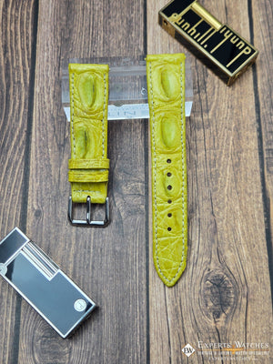 Genuine Crocodile Leather Watch Strap| Round Scales White Stitch | Quick‑Release - Experts Watches Watch Strap