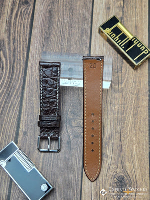 Genuine Crocodile Leather Watch Strap| Round Scales White Stitch | Quick‑Release - Experts Watches Watch Strap