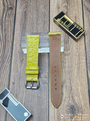 Genuine Crocodile Leather Watch Strap| Round Scales White Stitch | Quick‑Release - Experts Watches Watch Strap