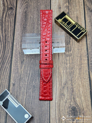 Genuine Crocodile Leather Watch Strap| Round Scales White Stitch | Quick‑Release - Experts Watches Watch Strap