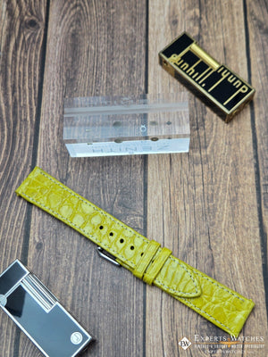 Genuine Crocodile Leather Watch Strap| Round Scales White Stitch | Quick‑Release - Experts Watches Watch Strap