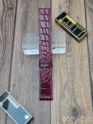 Genuine Crocodile Leather Watch Strap| Round Scales White Stitch | Quick‑Release - Experts Watches Watch Strap