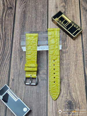 Genuine Crocodile Leather Watch Strap| Round Scales White Stitch | Quick‑Release - Experts Watches Watch Strap