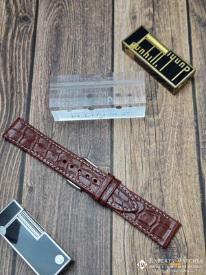 Genuine Crocodile Leather Watch Strap| Round Scales White Stitch | Quick‑Release - Experts Watches Watch Strap