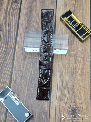 Genuine Crocodile Leather Watch Strap| Round Scales White Stitch | Quick‑Release - Experts Watches Watch Strap