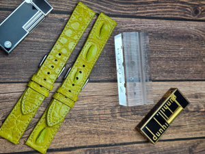 Genuine Crocodile Leather Watch Strap| Round Scales White Stitch | Quick‑Release - Experts Watches Watch Strap