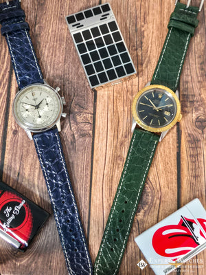 Genuine Crocodile Leather Watch Strap| Round Scales White Stitch | Quick‑Release - Experts Watches by Experts Watches