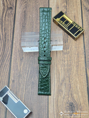 Genuine Crocodile Leather Watch Strap| Round Scales White Stitch | Quick‑Release - Experts Watches Watch Strap