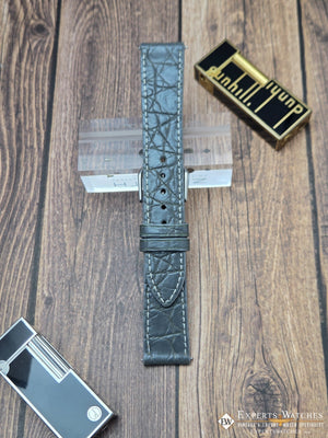 Genuine Crocodile Leather Watch Strap| Round Scales White Stitch | Quick‑Release - Experts Watches Watch Strap