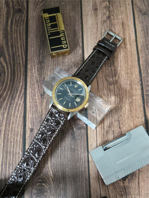 Genuine Crocodile Leather Watch Strap| Round Scales White Stitch | Quick‑Release - Experts Watches Watch Strap