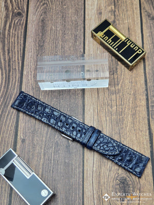 Genuine Crocodile Leather Watch Strap| Round Scales White Stitch | Quick‑Release - Experts Watches Watch Strap