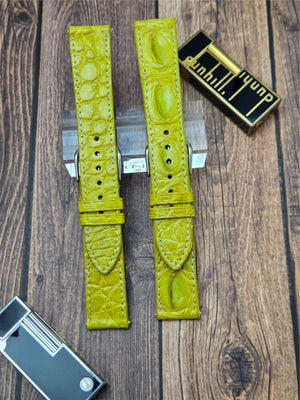 Genuine Crocodile Leather Watch Strap| Round Scales White Stitch | Quick‑Release - Experts Watches Watch Strap