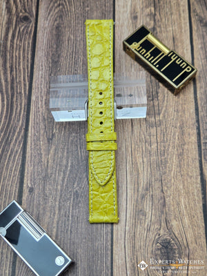 Genuine Crocodile Leather Watch Strap| Round Scales White Stitch | Quick‑Release - Experts Watches Watch Strap